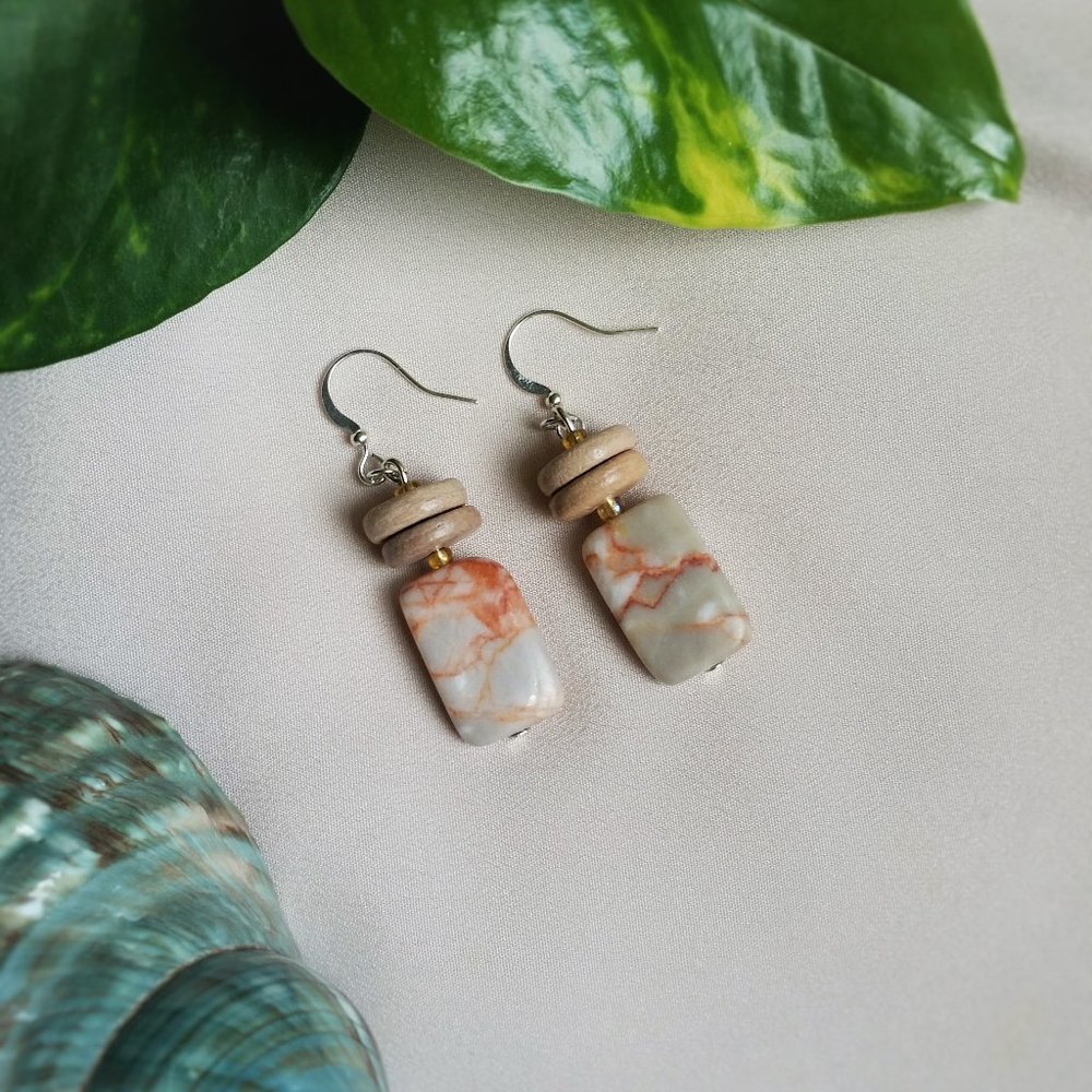 Jasper stone drop earrings
